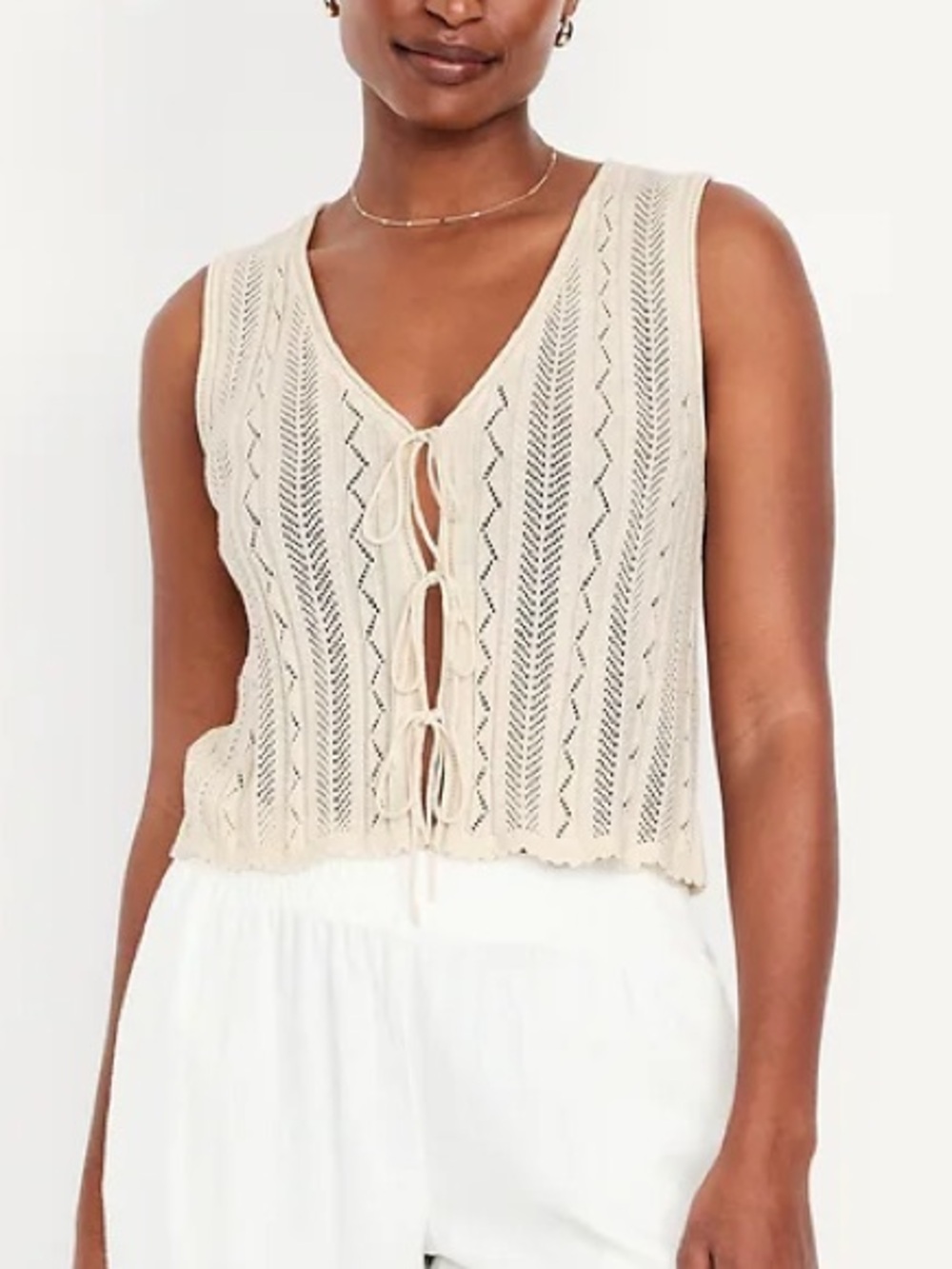 Old Navy Sleeveless Crochet Tie Front Top